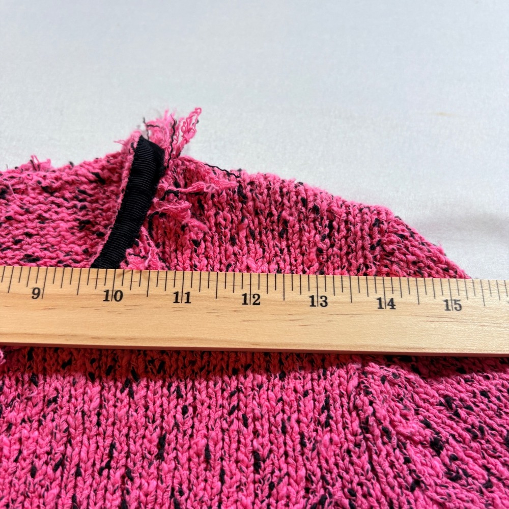 Lauren Hansen Silk Blend Boucle Knit Jacket Womens Large Pink‎ Fringe Zip Up - Picture 5 of 7